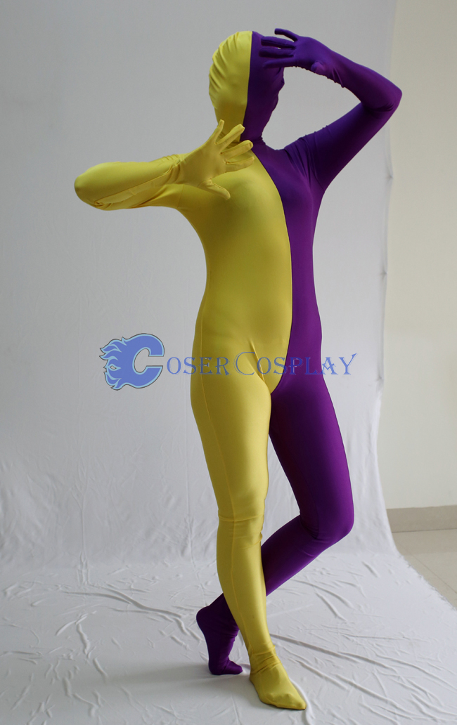 Yellow And Purple Split Zentai Suit